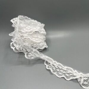 VTG White Lace‎ Trim, Scalloped Edge, Bridal, Sewing, Crafting 3/4"x20"